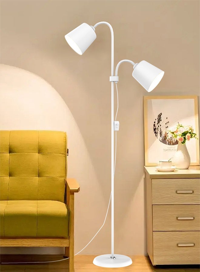 أبيكس مصباح أرضي LED بمصابيح إضاءة مزدوجة، مصباح أرضي عمودي بضوء قراءة قابل للتعديل، مصباح قائم لغرفة المعيشة وغرفة النوم والمكتب، - Image 1